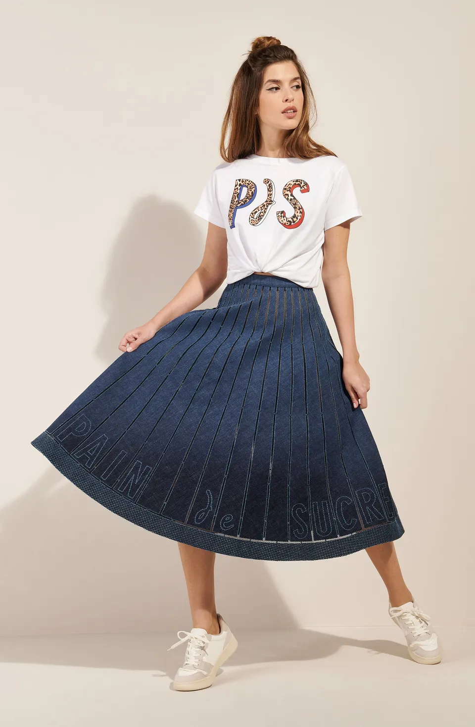 pain-de-sucre-jael-jupe-longue-en-jean-d-coup-e-laser-taille-l-bleus image 1