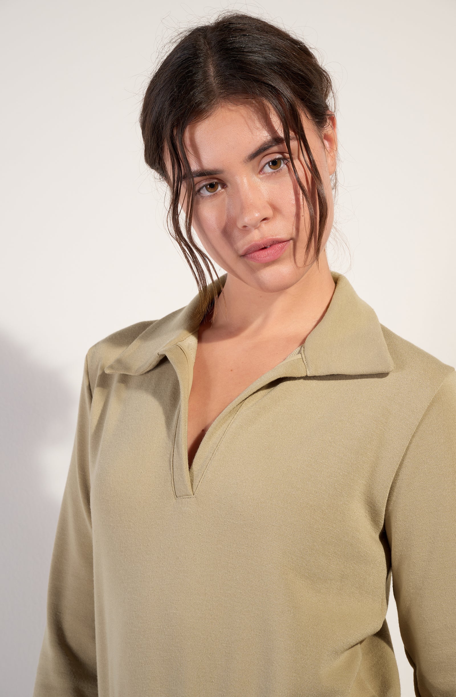 pain-de-sucre-robine-robe-sweat-manches-longues-col-polo-sable image 4